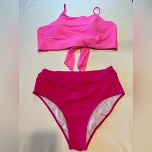 Very pink! 2 Piece swimsuit. Adjustable top. NWT size XL #42p